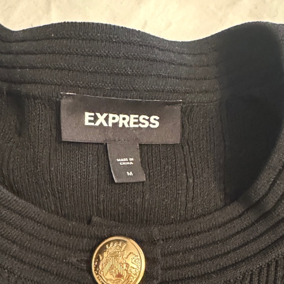 Express Black Ribbed Blazer with Gold Accents - Picture 2 of 3